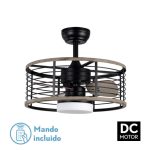 Ventilador Dc 24w Pella Negro/Madera 3 Aspas 50d  2540lm 6 Velocidades  3000-4000-6000k C/remoto