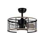 Ventilador Dc 24w Pella Negro/Madera 3 Aspas 50d  2540lm 6 Velocidades  3000-4000-6000k C/remoto