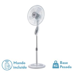 Ventilador De Pie Floxo Blanco/gris 3 Vel. 45w  C/remoto Temporizador 5 Aspas Regx44